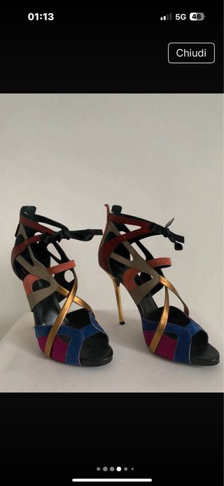 Sandali Diego Dolcini Multicolor Oro tacco alto.