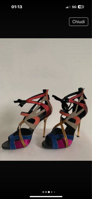 Sandali Diego Dolcini Multicolor Oro tacco alto.