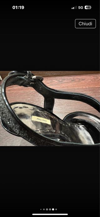 Sandali Miu Miu Glitter Neri, tacco alto