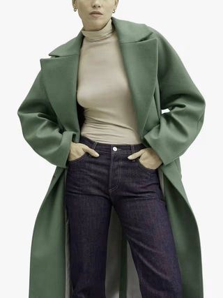 Abrigo lana oversize menta