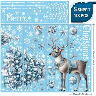 Pegatinas Navidad Ventanas 118 Piezas,Grandes Ador