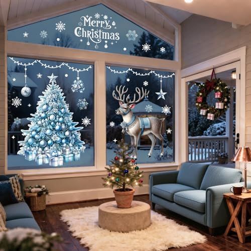 Pegatinas Navidad Ventanas 118 Piezas,Grandes Ador