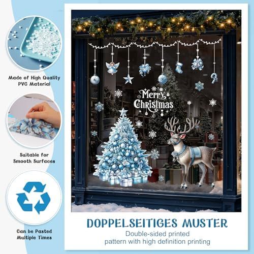 Pegatinas Navidad Ventanas 118 Piezas,Grandes Ador