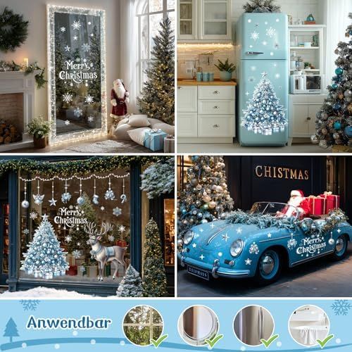 Pegatinas Navidad Ventanas 118 Piezas,Grandes Ador