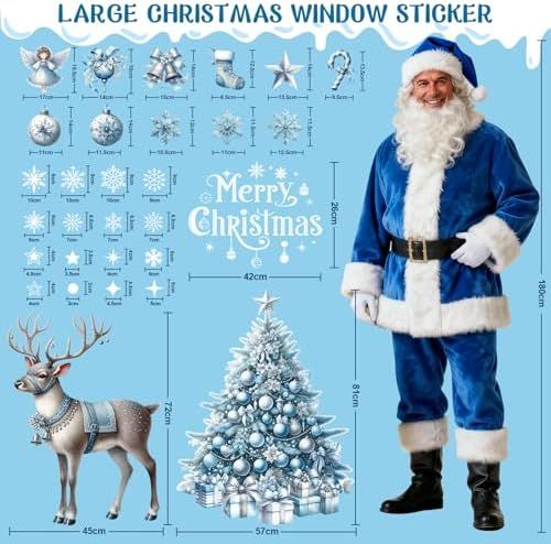 Pegatinas Navidad Ventanas 118 Piezas,Grandes Ador