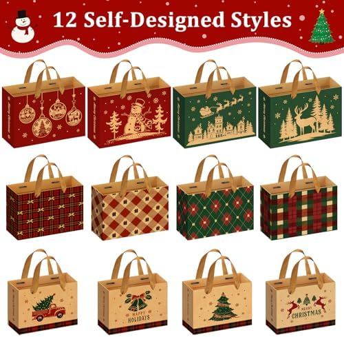 12 Bolsas Regalo Navidad Grandes Medianas