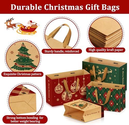 12 Bolsas Regalo Navidad Grandes Medianas
