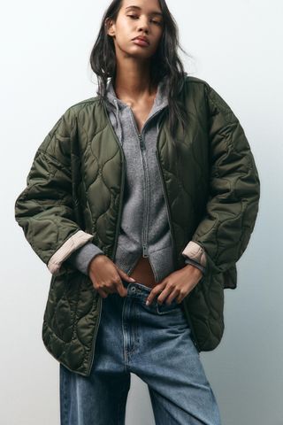 Chaqueta acolchada oversize verde