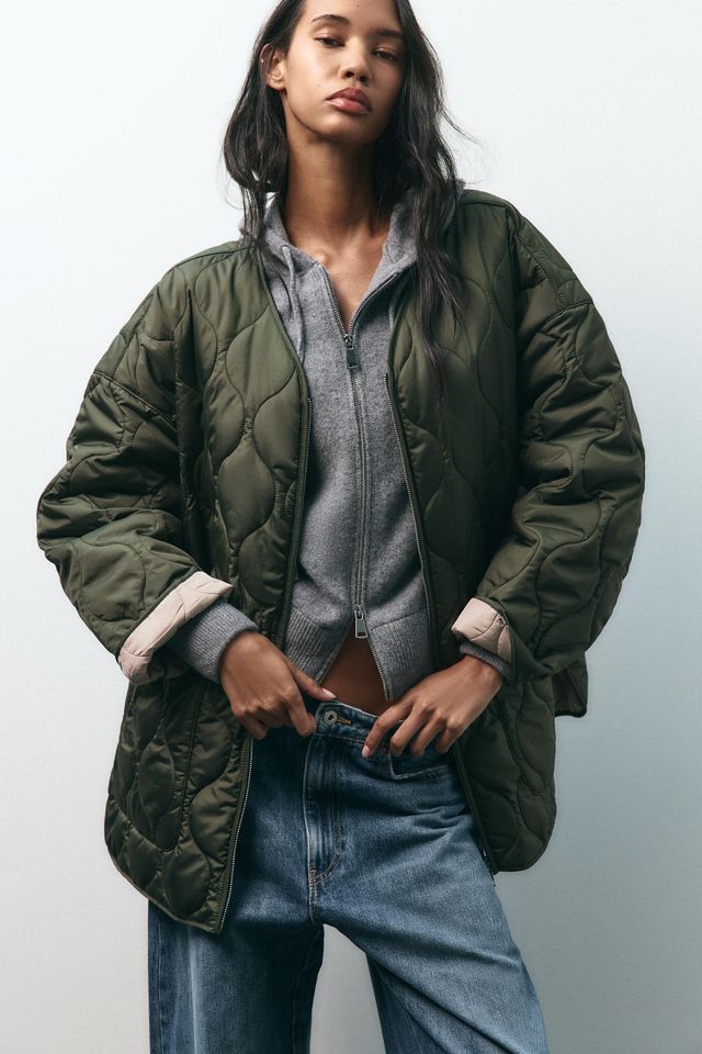 Chaqueta acolchada oversize verde