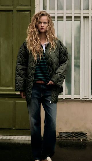 Chaqueta acolchada oversize verde