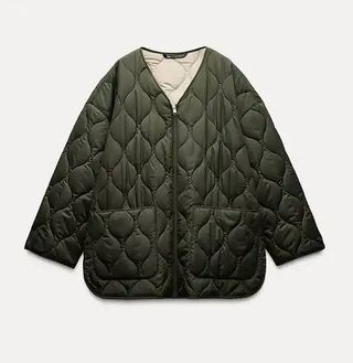 Chaqueta acolchada oversize verde