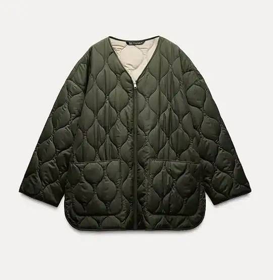 Chaqueta acolchada oversize verde
