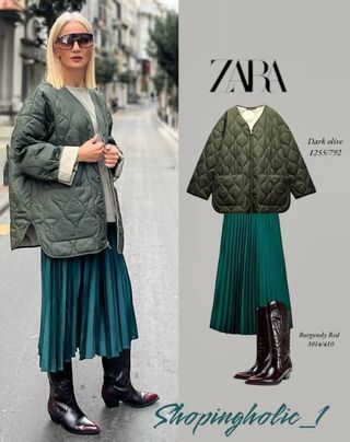 Chaqueta acolchada oversize verde