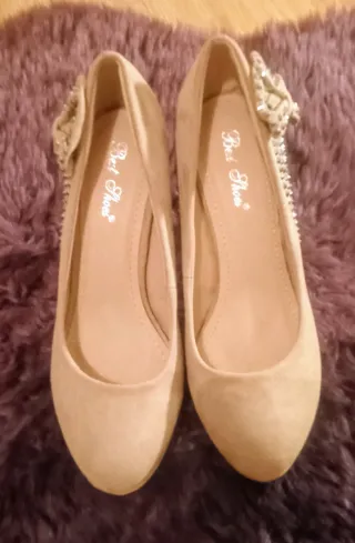 Zapatos tacón Best Shoes beige talla 37