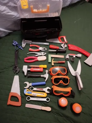 Lote de herramientas de juguete con caja
