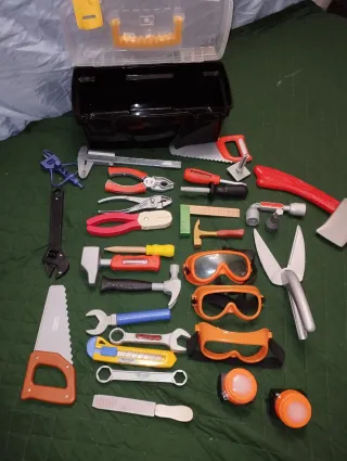 Lote de herramientas de juguete con caja