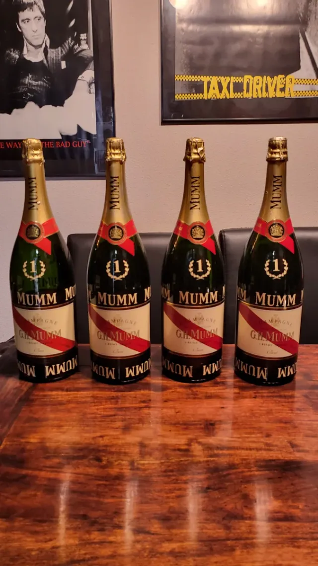 Botella Mumm, cordon rouge, Fórmula 1 3l