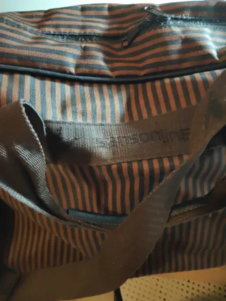 Borsone Samsonite a righe marrone e nero