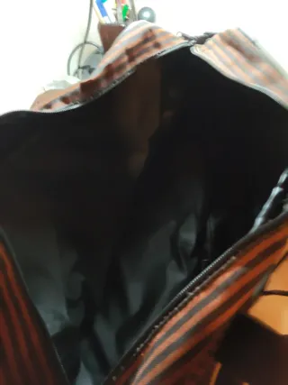 Borsone Samsonite a righe marrone e nero