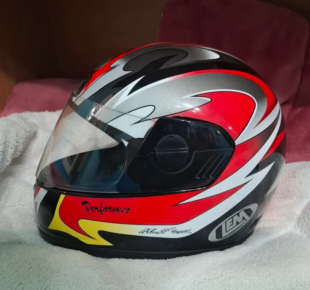 Casco Moto Integrale XXL Rosso/Argento