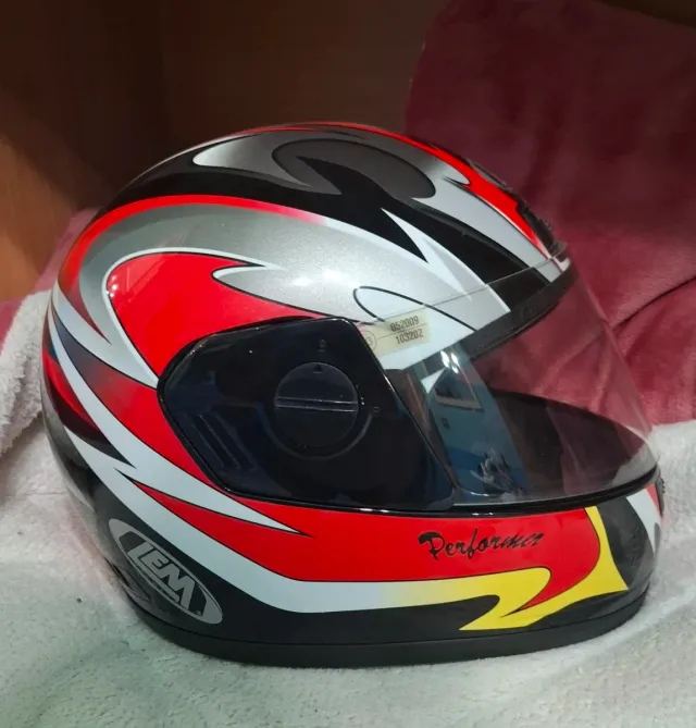 Casco Moto Integrale XXL Rosso/Argento