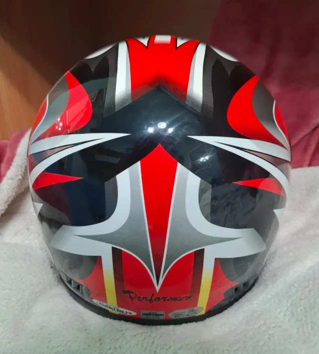 Casco Moto Integrale XXL Rosso/Argento