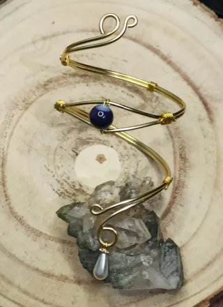 Bracciale schiava Agata viola spirali oro