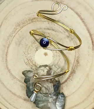 Bracciale schiava Agata viola spirali oro