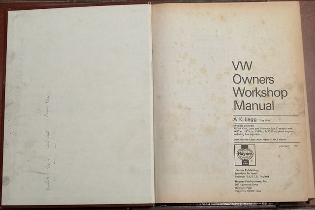 VW Golf (petrol) Jetta, Scirocco - Owners Workshop