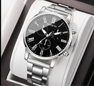 Reloj Geneva Negro y Plateado
