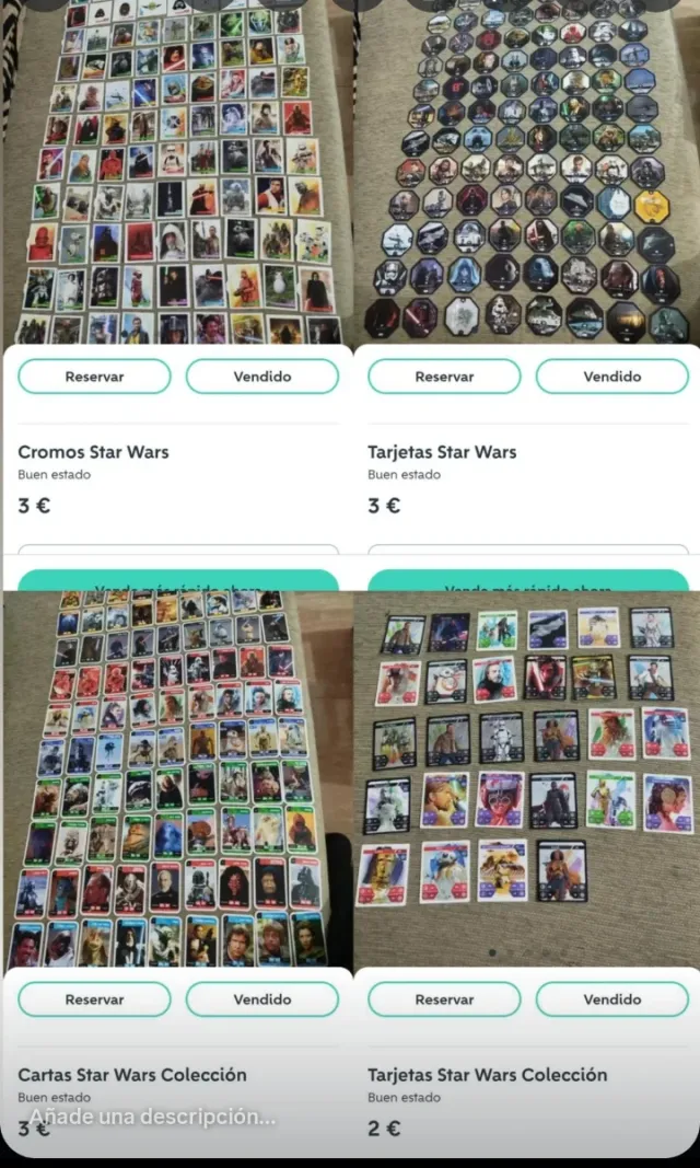 Lotes Star Wars Cromos y Tarjetas