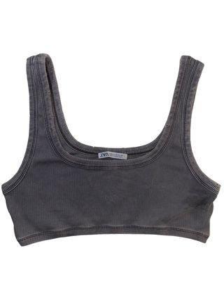 Top Zara gris acanalado