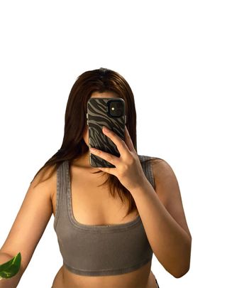 Top Zara gris acanalado