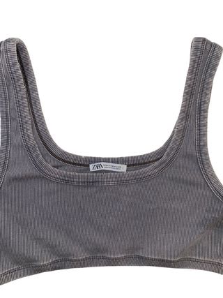 Top Zara gris acanalado