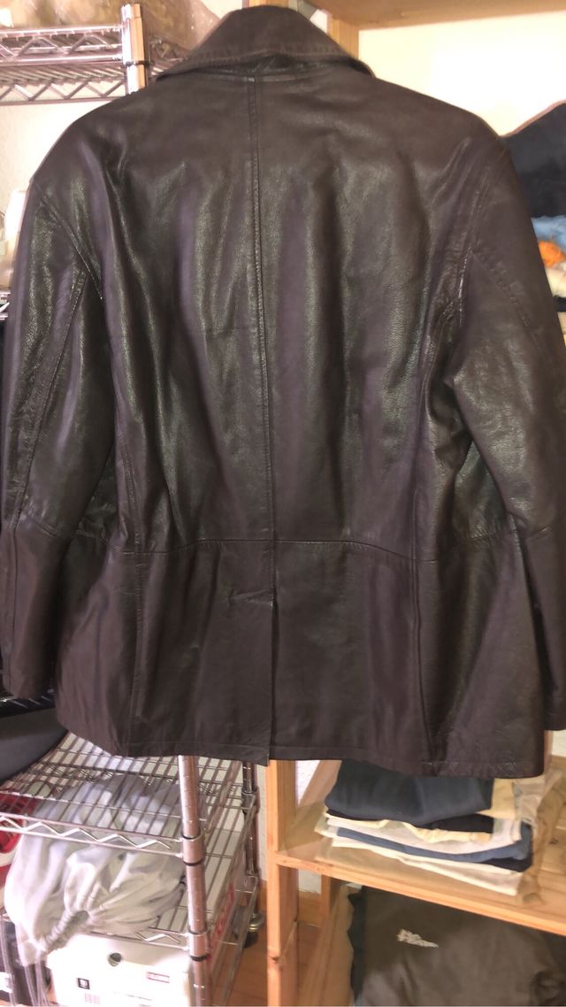 Chaqueta Cuero Marrón Lujo Talla M