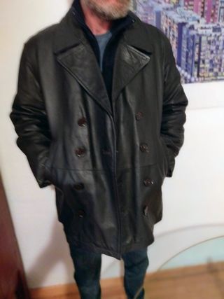 Chaqueta Cuero Marrón Lujo Talla M