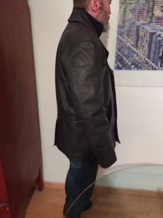 Chaqueta Cuero Marrón Lujo Talla M