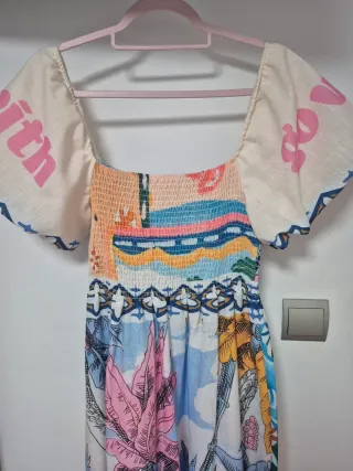 Vestido largo estampado tropical