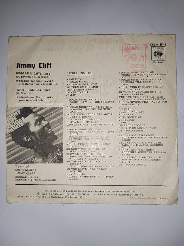 Vinilo Jimmy Cliff Reggae Nights