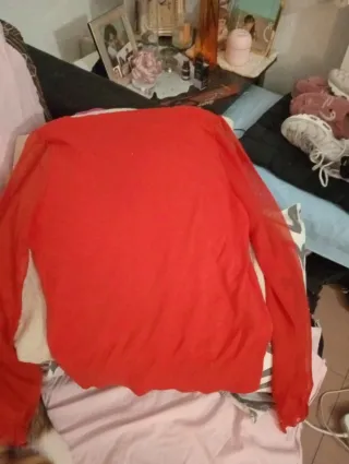 Blusa roja mujer mangas transparentes