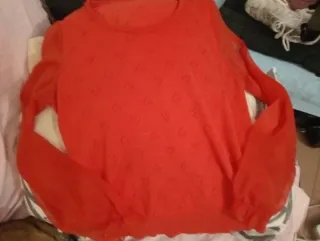 Blusa roja mujer mangas transparentes