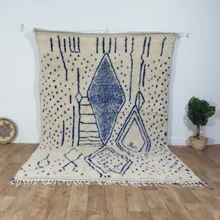 Alfombra Beige y Azul de Lana