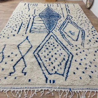 Alfombra Beige y Azul de Lana