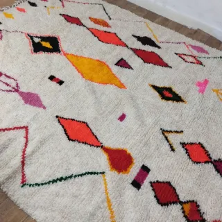Alfombra de lana tejida a mano multicolor