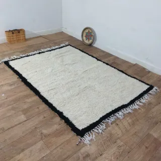 Tappeto Beige e Nero in Lana