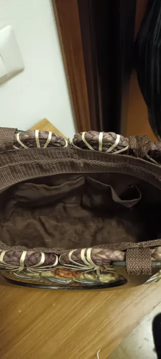 Borsa donna paglia beige e marrone