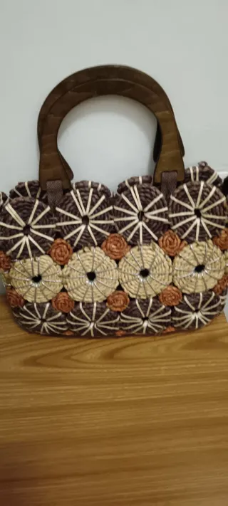 Borsa donna paglia beige e marrone