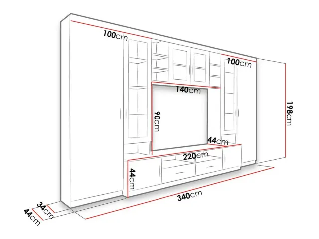 Mueble de salón modular gris y madera