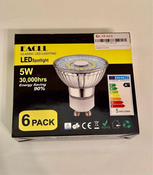 Confezione da 6 lampadine LED EACLL GU10 Bianco Freddo 4.8W