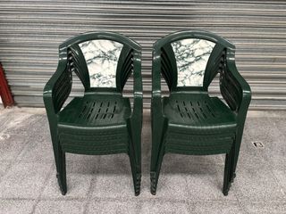 10 Sillas de Jardín Apilables Verdes